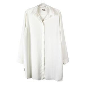 Chico's Women's White Button-Down Shirt Blouse Size 3 Long Sleeves Work READ